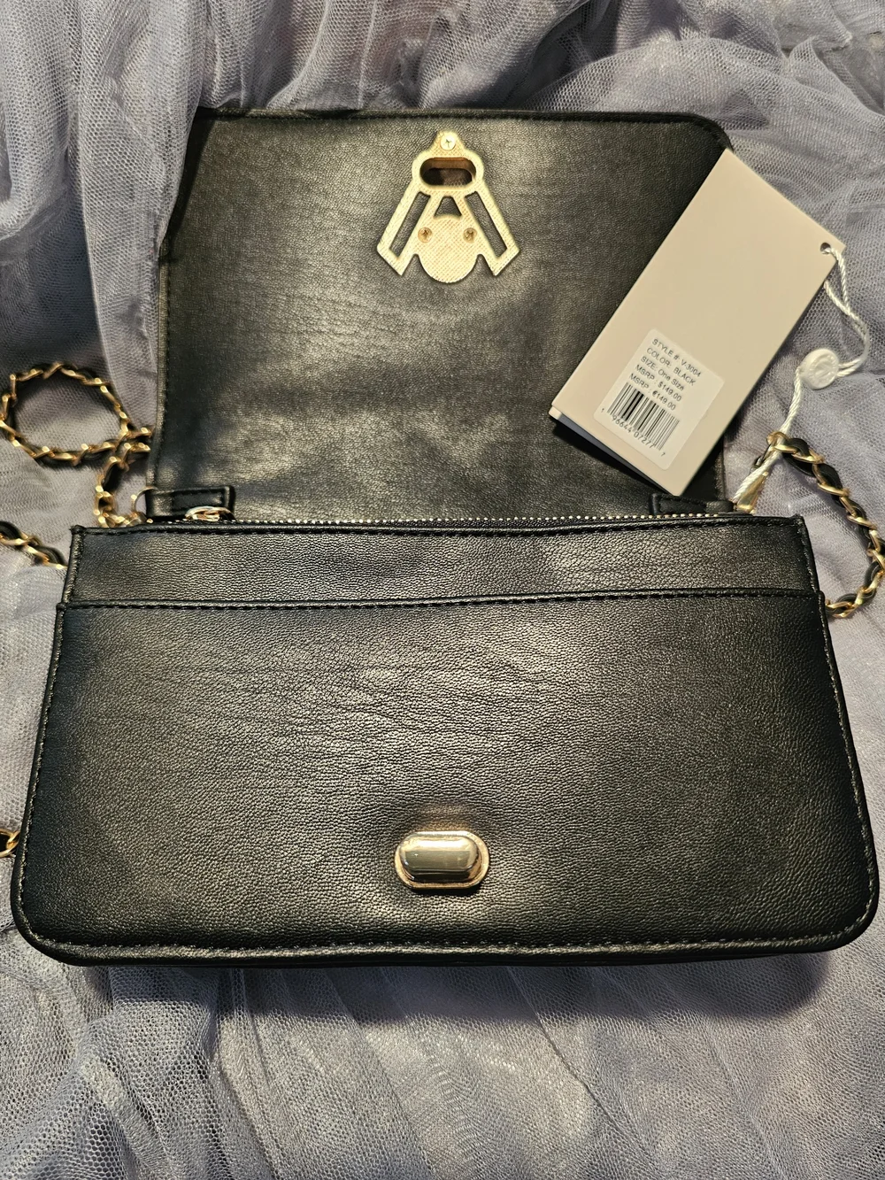 Valentino Orlandi Black Quilted Crossbody with Gold Chain Strap
